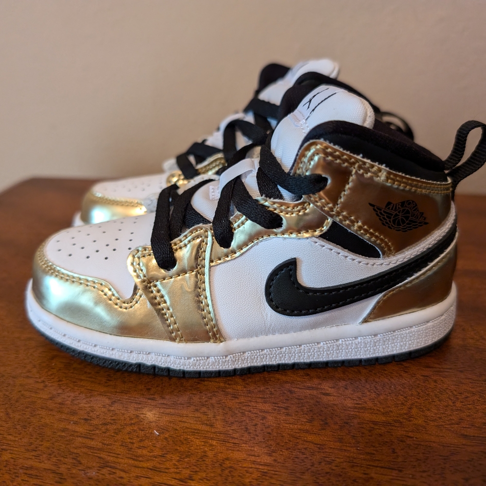 Kids Gold and White Nike Sneakers